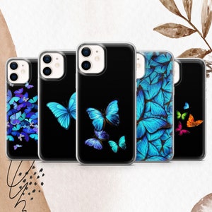 Coque de téléphone papillon Coque artistique papillons pour iPhone 16e 16Pro Max 15Pro 14 13 12 11 Samsung S25 S24 S23 A15 Google Pixel 9A 9Pro XL 8A 7A