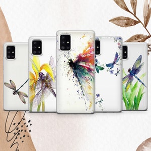 Dragonfly Phone Case Watercolor Dragonfly Art Cover For Samsung S25 S25 Edge S25 Ultra S25 Plus S24 S24 FE S24 Ultra S23 FE S22 S21 A15 A56