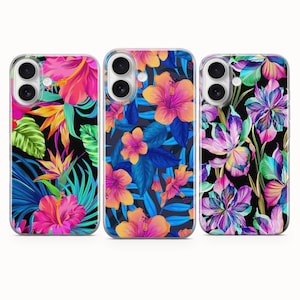 Coque de téléphone fleurs tropicales Housse tropicale pour iPhone 17Pro Max 17e 16e 16Pro 15 14 Samsung S26 S25 S24 S23 A56 Google Pixel 10A 10Pro XL 9A