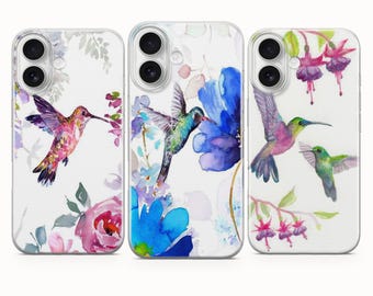 Funda para teléfono con diseño de colibrí en acuarela, funda con diseño de colibrí para iPhone 17e 17Pro 16e 16Pro 15 14 Samsung S26 S25 S24 A56 Google Pixel 10A 10Pro XL 9