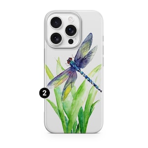 Funda para teléfono con diseño de libélula en acuarela para iPhone 17e, 17Air, 17Pro Max, 17Pro, 16e, 16Plus, 16Pro Max, 15, 15Plus, 15Pro, 14, 14Pro, 13 y 12. 2