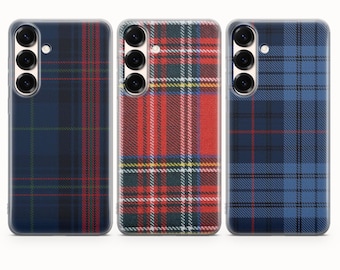 Plaid Phone Case Tartan Fabric Print Cover For Samsung S26 S26 Ultra S25 FE S25 Ultra S25 Edge S24 Ultra S24 FE S23 FE S22 S21 A16 A56 A17