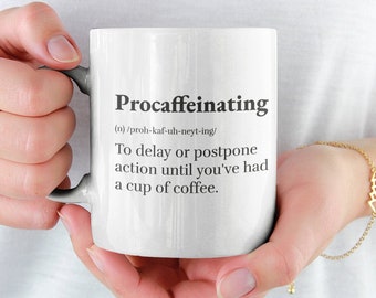Personlig kaffemugg, Procaffeinating Anpassat arbete hemifrån, social distansering, 280 g mugg kaffe 450 g, stor karantänpresent vänner