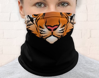 Máscara facial de tigre, disfraz de halloween, máscara facial de animal, polaina de cuello para hombres, máscara facial para mujeres, rey tigre de cosplay lavable reutilizable para grandes felinos