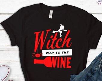 Halloween Wine Shirt, Witch Way To The Wine Drinker Gift, Funny Halloween Drinking Party Tshirt, Gift For Wine Lover, Womens Fall Sweatshirt
