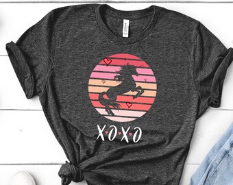 Valentine Unicorn Shirt, Girls Valentine Gift Cute Xoxo Unicorn Rainbow Unicorn Sweatshirt Spirit Animal Best Friends Gift Magical Animals