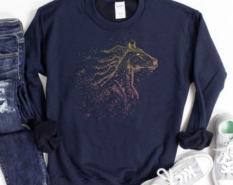 Horse Sweatshirt, Horse Lover Gift, Horse Pullover Hoodie, Horse Shirt for Kids, Cowgirl Horse Shirts Women Equestrian Tshirt Horse Girl Tee