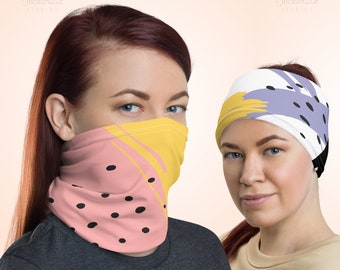 Designer face cover, washable reusable mask, print pattern neck gaiter for women girls, scarf hood beanie cover, bandana balaclava headwear