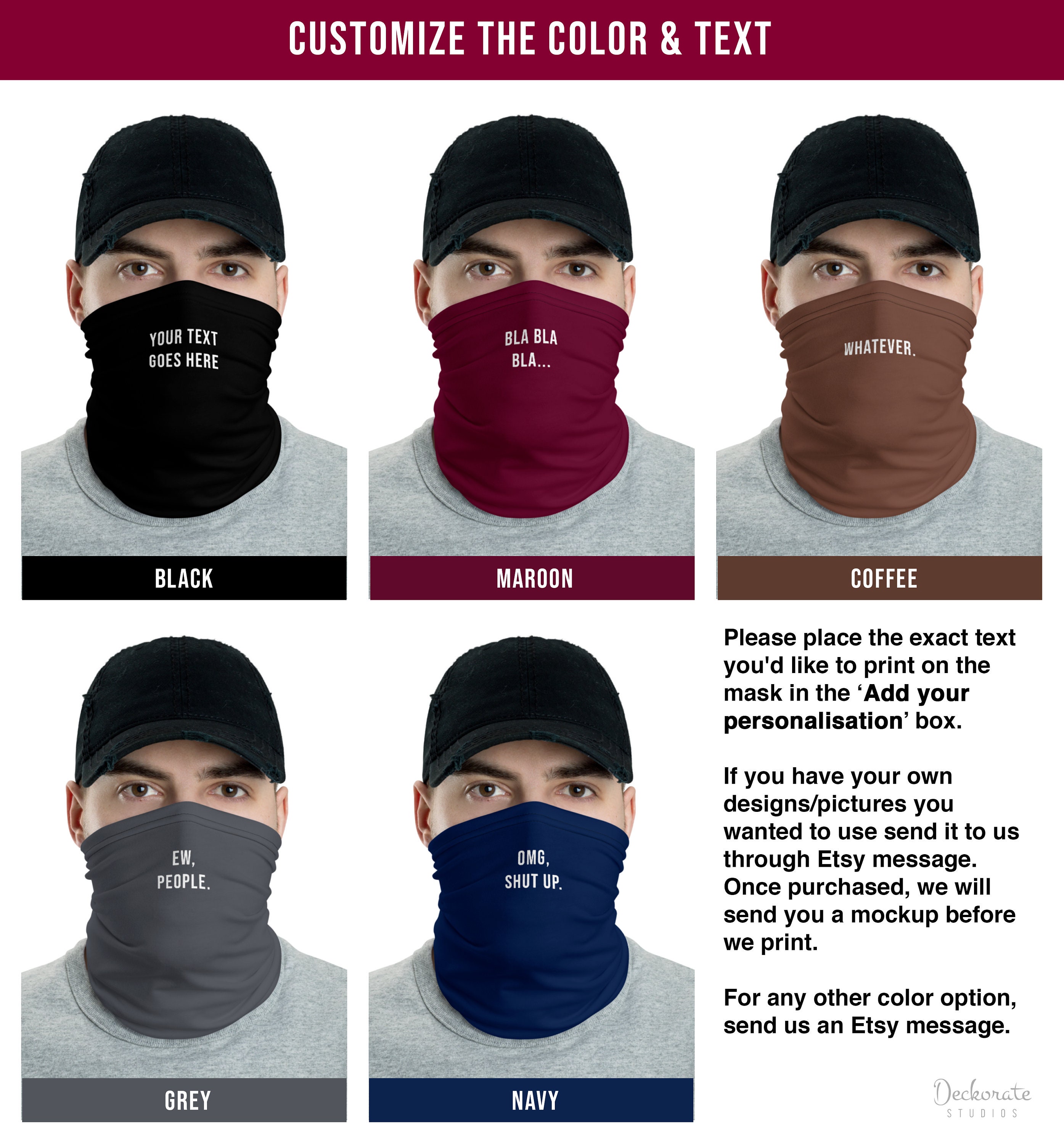 Download Custom Face Mask Personalized Neck Gaiter For Men Thank You Etsy
