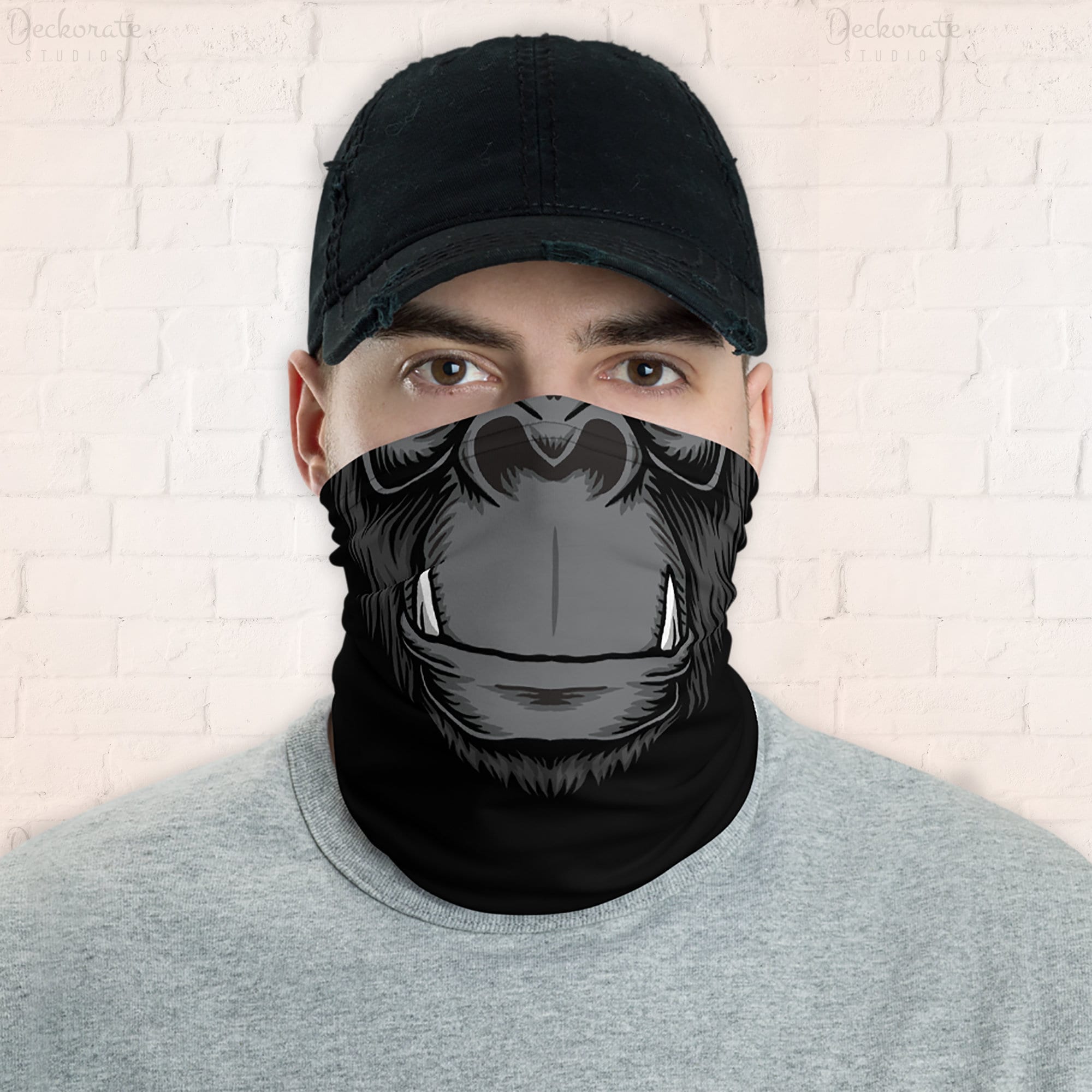 Funny Gorilla Face Mask, Neck Gaiter for Men, Camping Gifts Men