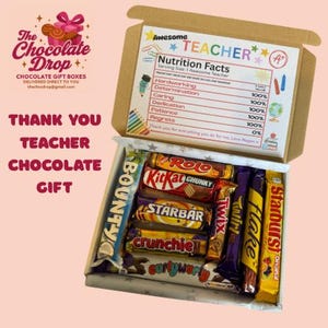 Bedankt juf, 10 chocoladeletters brievenbus chocolade, selectiedoos, GRATIS KAART