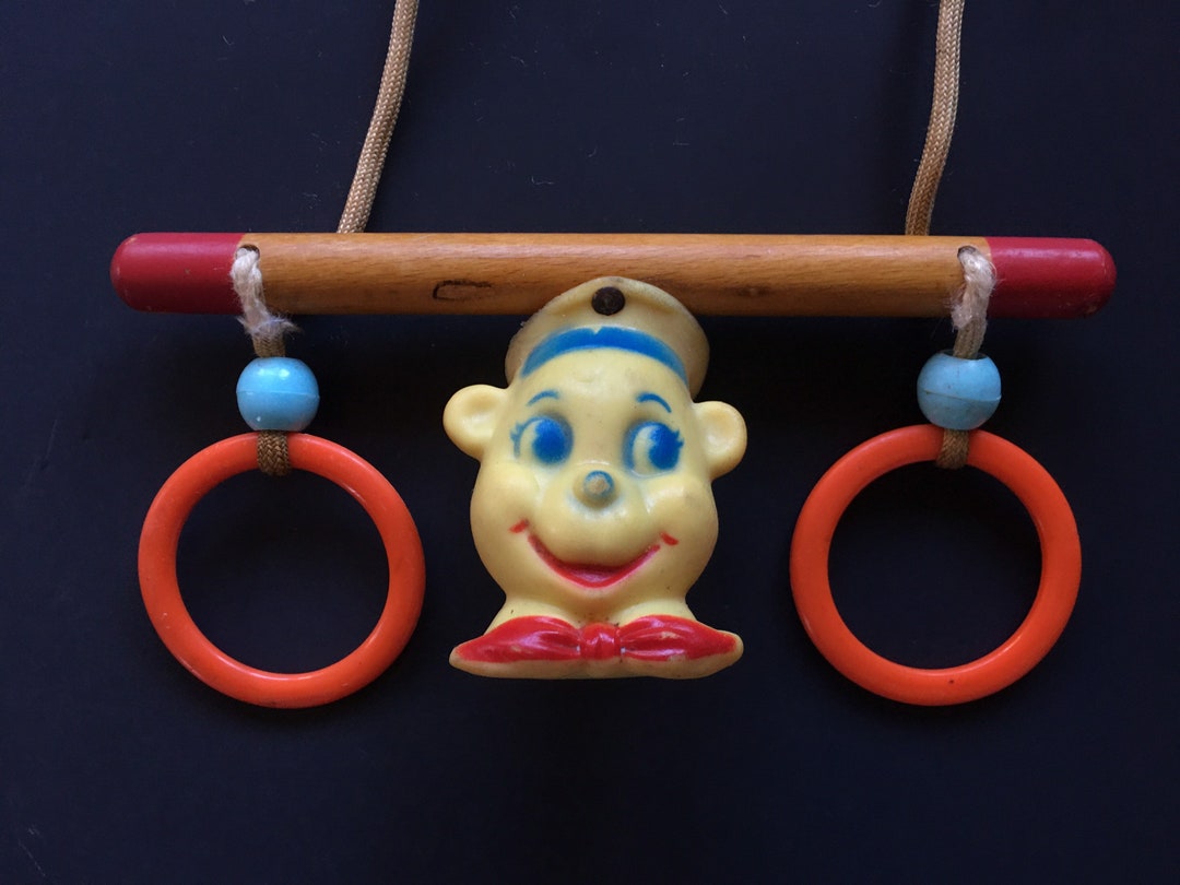 Vintage Crib Toy Wooden Cradle Gym Etsy