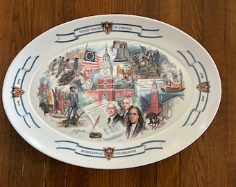 Vintage BrookPark Bicentennial XLarge Oval  Tray United States of America Melamine Serving Platter