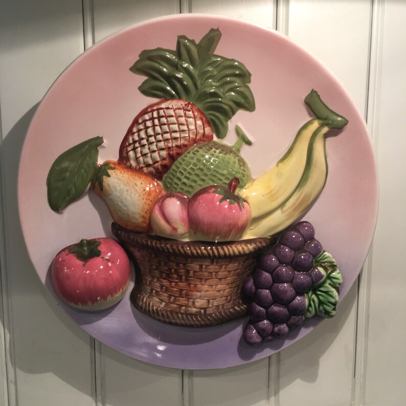 Vintage Ceramic Fruit Basket Wall Hanging 3D Empress by Haruta Etsy