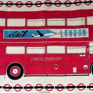 Vintage “Visit London” London Transport Routemaster Ulster Tea Towel Irish Linen Wall Hanging Kitchen Decor