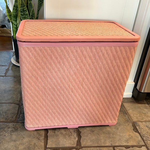 Burlington Vintage Pink Clothes Hamper Children’s Laundry Hamper Lingerie Hamper Woven Made in USA