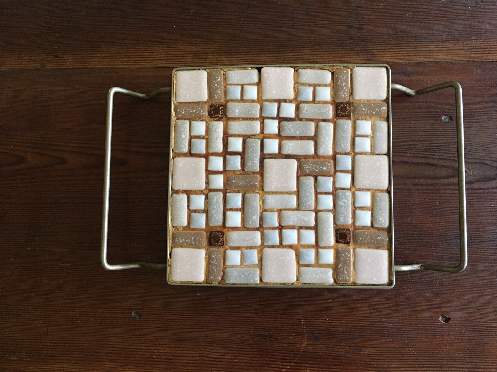Vintage Mosaic Trivet MCM Ceramic Tile Trivet with Handles Etsy