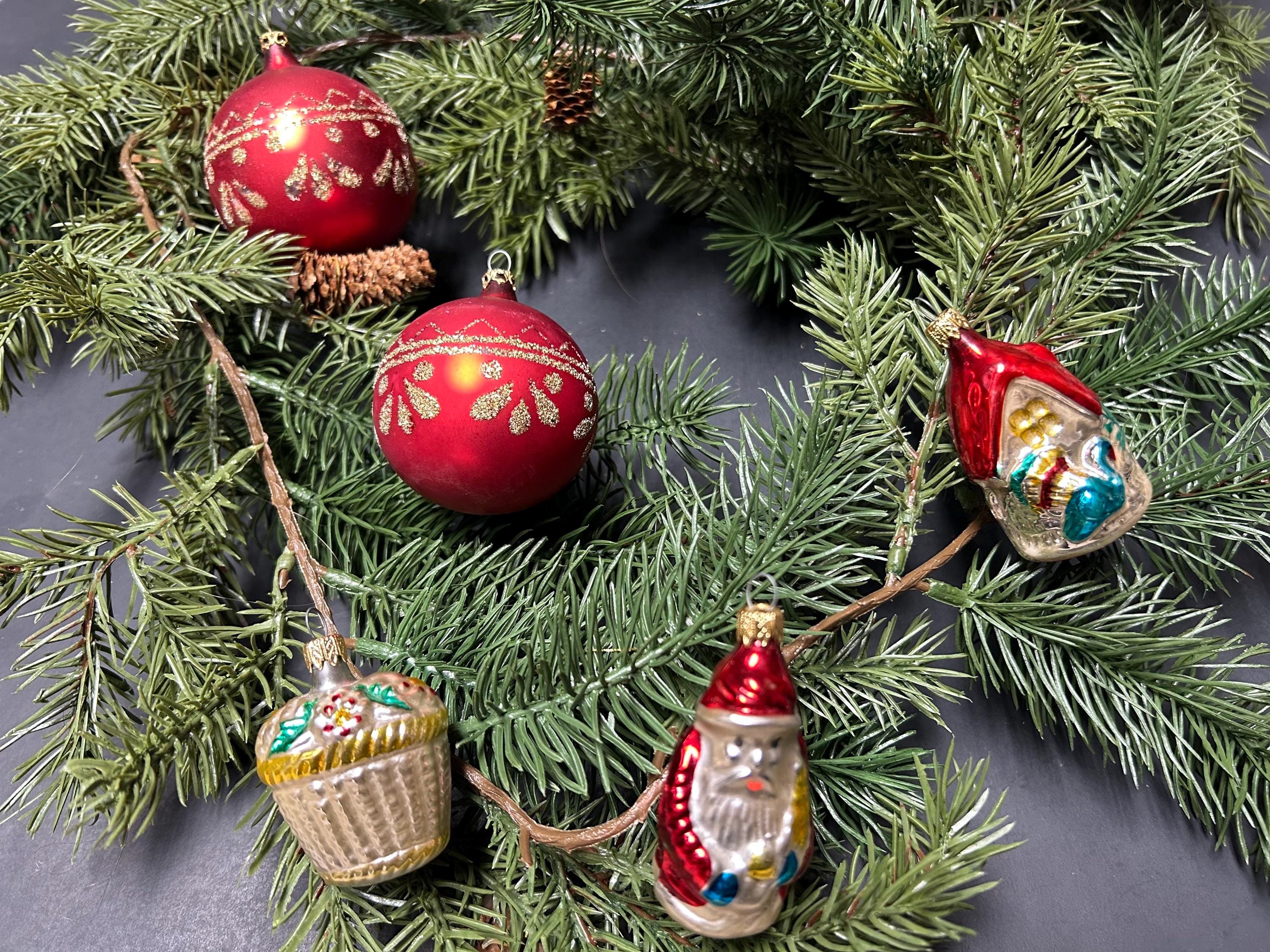 Vintage Columbia Glass Ornaments Set of 5 Christmas Tree Ornaments