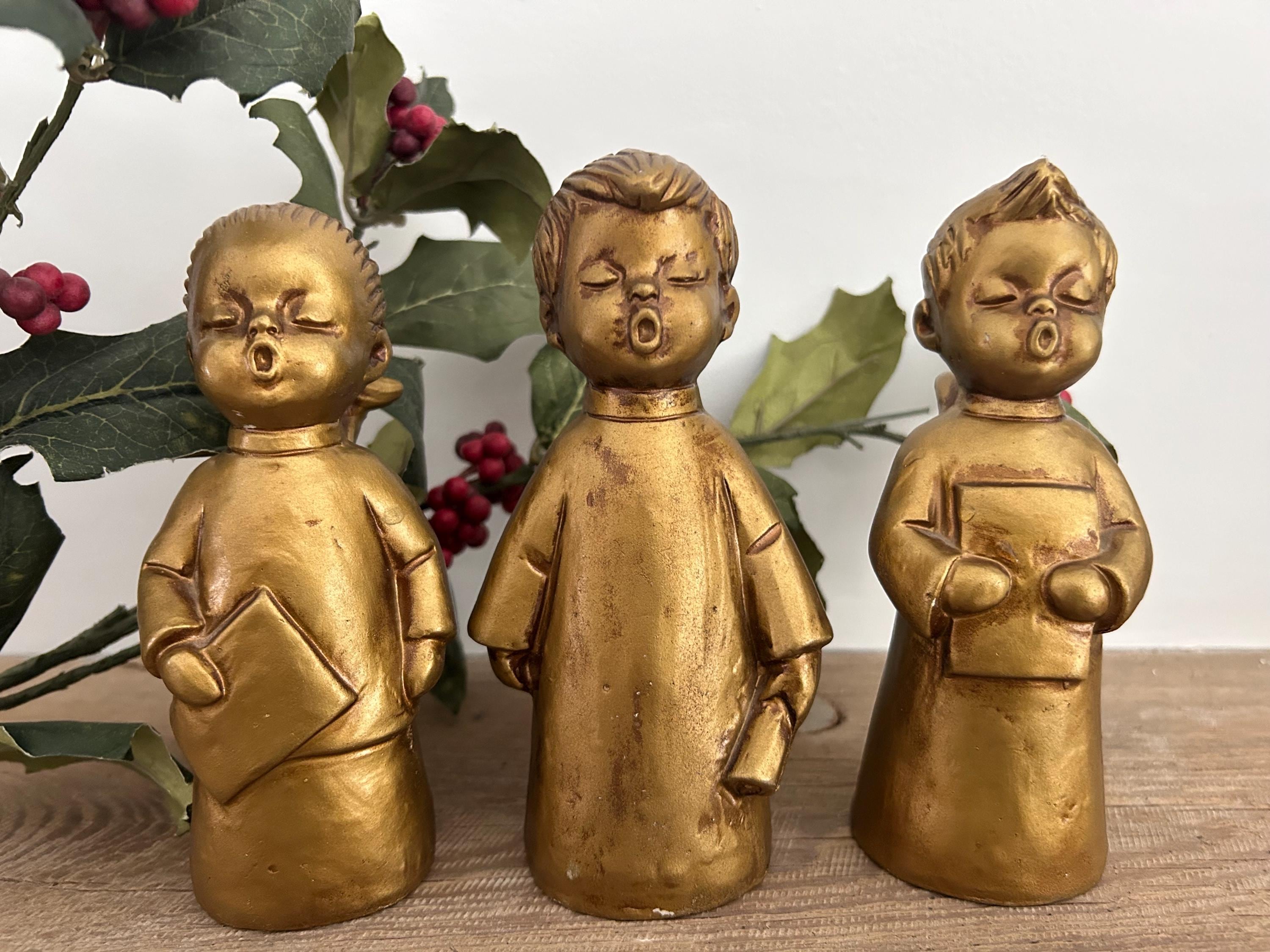 Vintage Dickson Gold Choir Angels Set of 3 Singing Children Japan