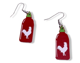 Hot Chili Sauce Faux Leather Lightweight Earrings Necklace