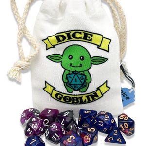 Dice Goblin Dungeon Dice Bag Dragons Table Top Gaming Role Playing Game Gifts for Geeks Dice DM -Comes with free set of dice!