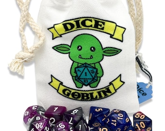 Dice Goblin Dungeon Dice Bag Dragons Table Top Gaming Role Playing Game Gifts for Geeks Dice DM -Comes with free set of dice!