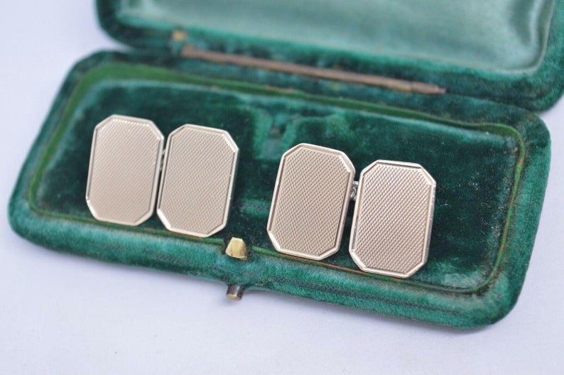 Vintage Sterling Silver Cufflinks With An Art Deco Design #b732