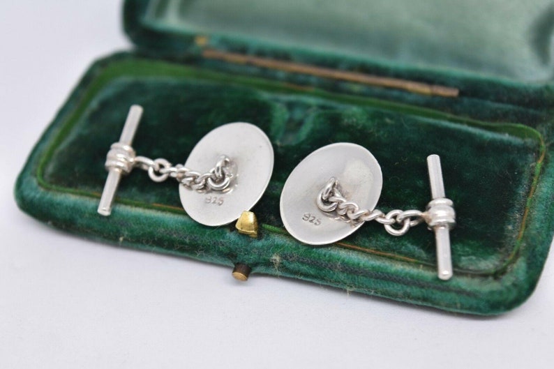 Vintage Sterling Silver Cufflinks With An Art Deco Style #b523