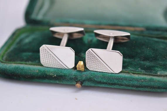 Vintage Sterling Silver Cufflinks With An Art Deco