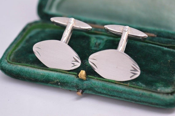Vintage Sterling Silver Cufflinks With An Art Deco