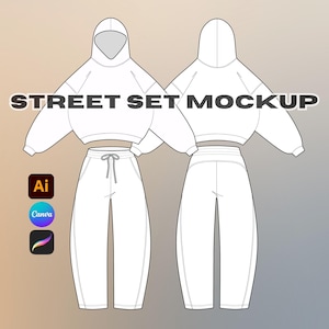 Peut inclure: Un ensemble sweat-shirt à capuche blanc et pantalon de survêtement assorti. Le sweat-shirt est court et possède une capuche à cordon. Le pantalon de survêtement a une taille à cordon.