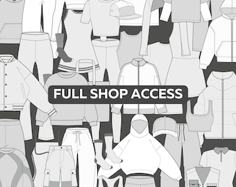 Full Shop Access Mockup Bundle, Streetwear Fashion Vector Bundle, Activewear Tech Pack Canva Template, Procreate PNG Mockup