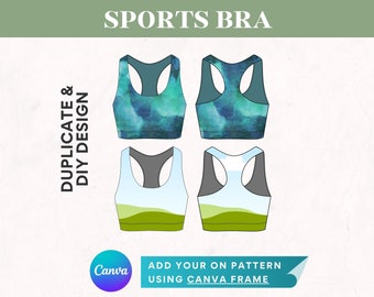 Canva Frame Basic Sports Bra, Sportswear CAD Vector Flat Sketch for Canva, Procreate, Adobe Illustrator, Activewear Editable Mockup