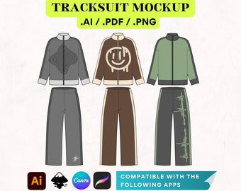 Streetwear Oversize Hoodie Set Canva Template, Flared Joggers Vector Mockup, Illustrator Template Procreate, Sweatpants Clothing Mockups