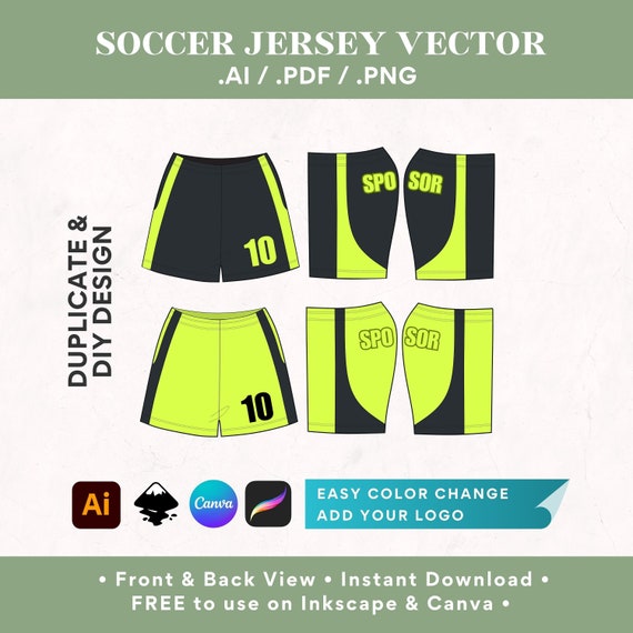 Soccer Shorts DIY Canva Mockup Football Mockup Vector Template Pack Illustrator Soccer Tech Pack Procreate Mockup Sports Blank Flat Sketch