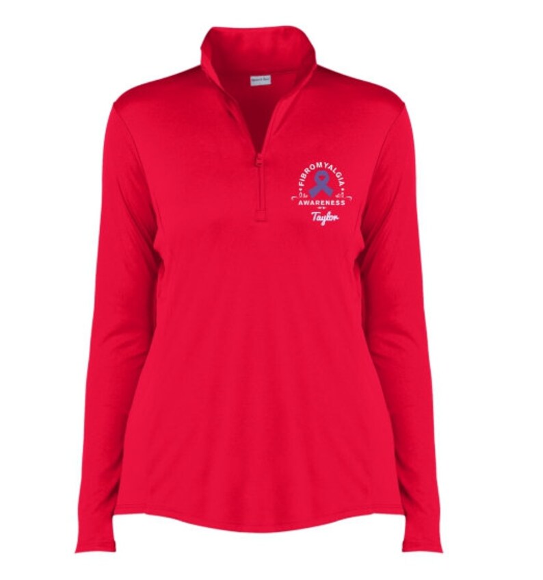 Fibromyalgia Awareness Gift Awareness Quarter Zip Pullover Embroidered Pullover Personalized Gift Awareness Advocate PRN-315