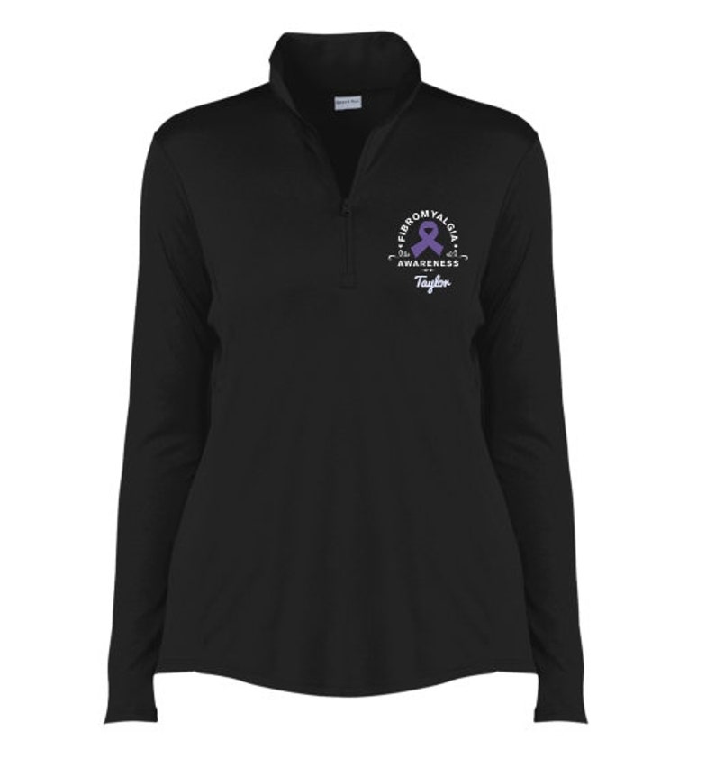 Fibromyalgia Awareness Gift Awareness Quarter Zip Pullover Embroidered Pullover Personalized Gift Awareness Advocate PRN-315