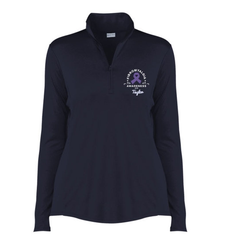 Fibromyalgia Awareness Gift Awareness Quarter Zip Pullover Embroidered Pullover Personalized Gift Awareness Advocate PRN-315