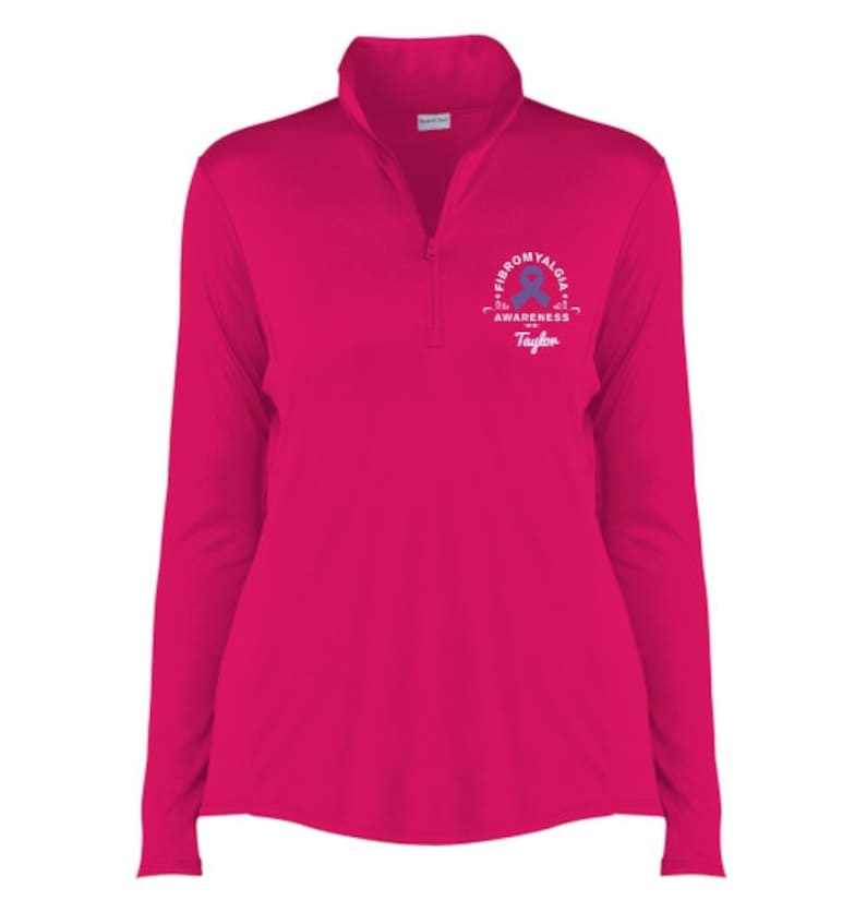 Fibromyalgia Awareness Gift Awareness Quarter Zip Pullover Embroidered Pullover Personalized Gift Awareness Advocate PRN-315