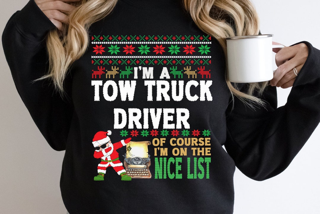 Tow Truck Driver Ugly Christmas Sweater Tow Truck Driver