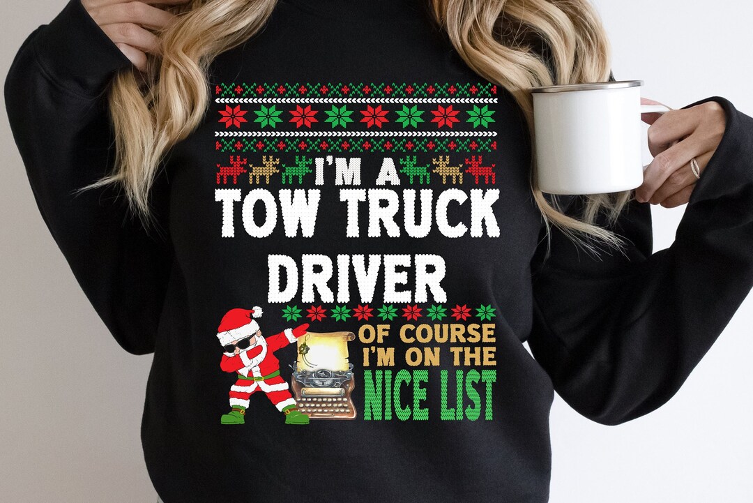 Tow Truck Driver Ugly Christmas Sweater Tow Truck Driver