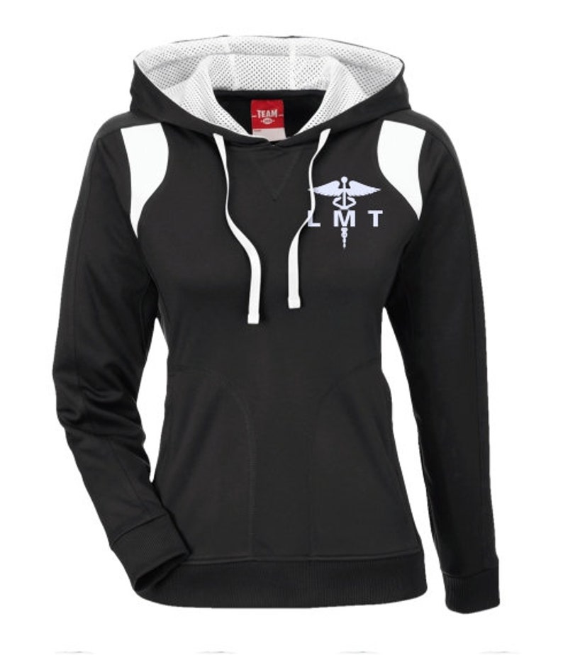 024B License Massage Therapist Poly Hoodie Sweatshirt LMT Caduceus Personalization Sweatshirt Gift For Massage Therapist PRN
