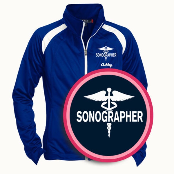 Diagnostic Medical Sonographer Jacket /  Sonographer Gift / Diagnostic Sonographer Personalizable Raglan Sleeve Warmup Jacket - PRN-010