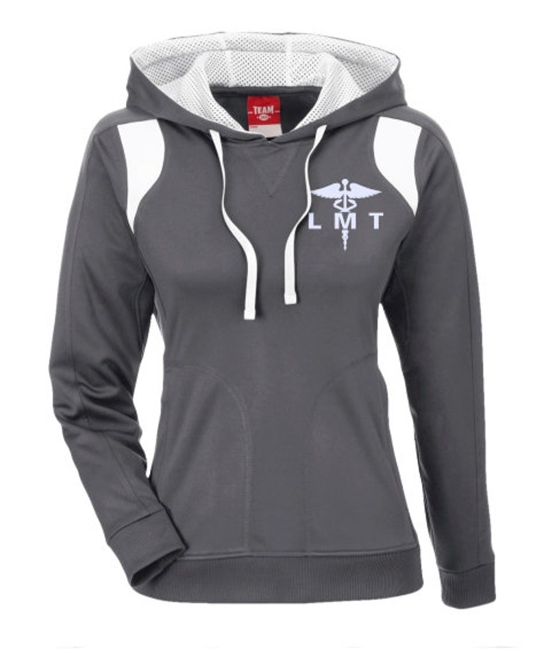 024B License Massage Therapist Poly Hoodie Sweatshirt LMT Caduceus Personalization Sweatshirt Gift For Massage Therapist PRN