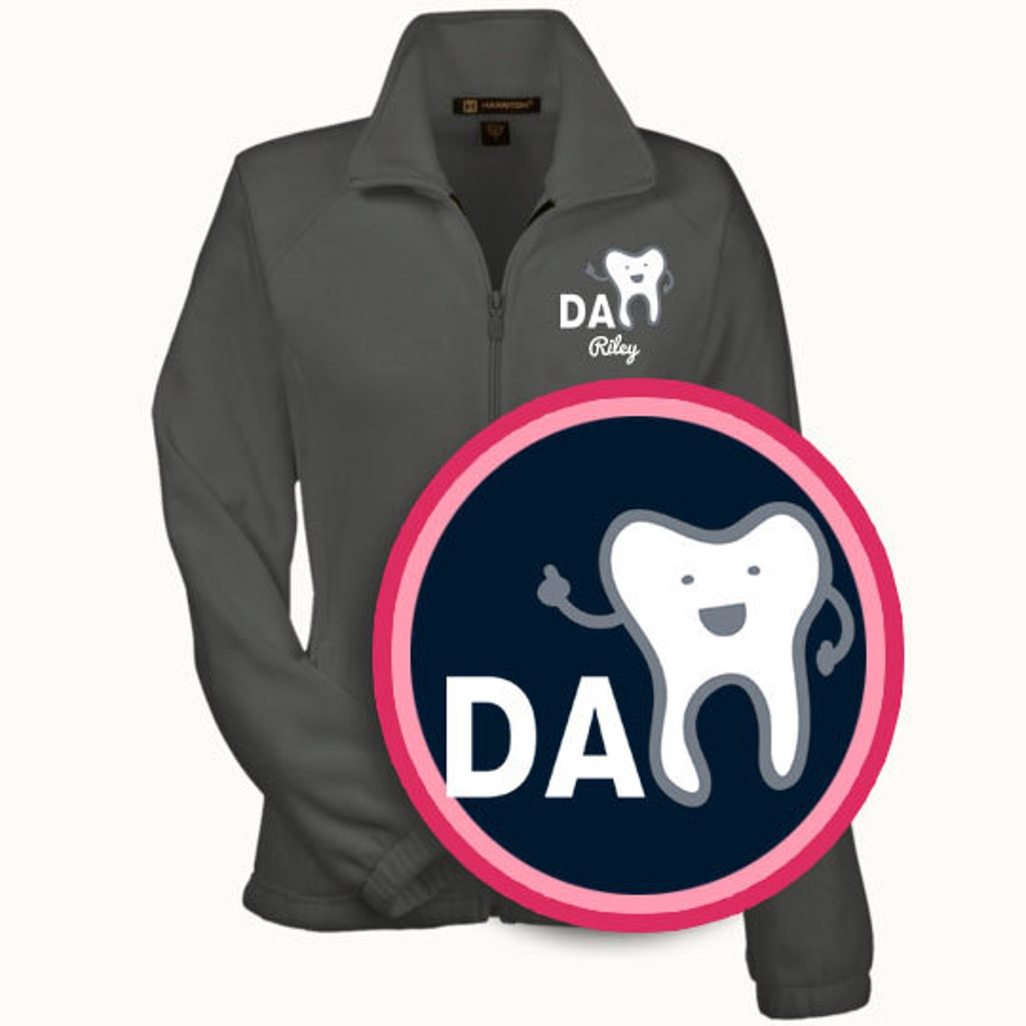 Dental Assistant Fleece Jacket With DA Tooth Embroidery For Etsy