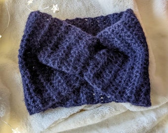 Dark blue wool headband