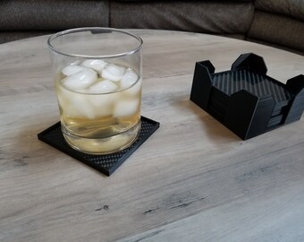 Carbon Fiber Coaster Set of 6, Mechanics Drinkware. Barware for Dad, Custom Composite coasters, Aerospace Themed Coasters, Unique Car Gift