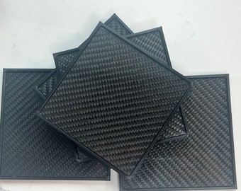 Carbon Fiber Coaster Set, Oversized Drink Coasters, Motorsports Gift