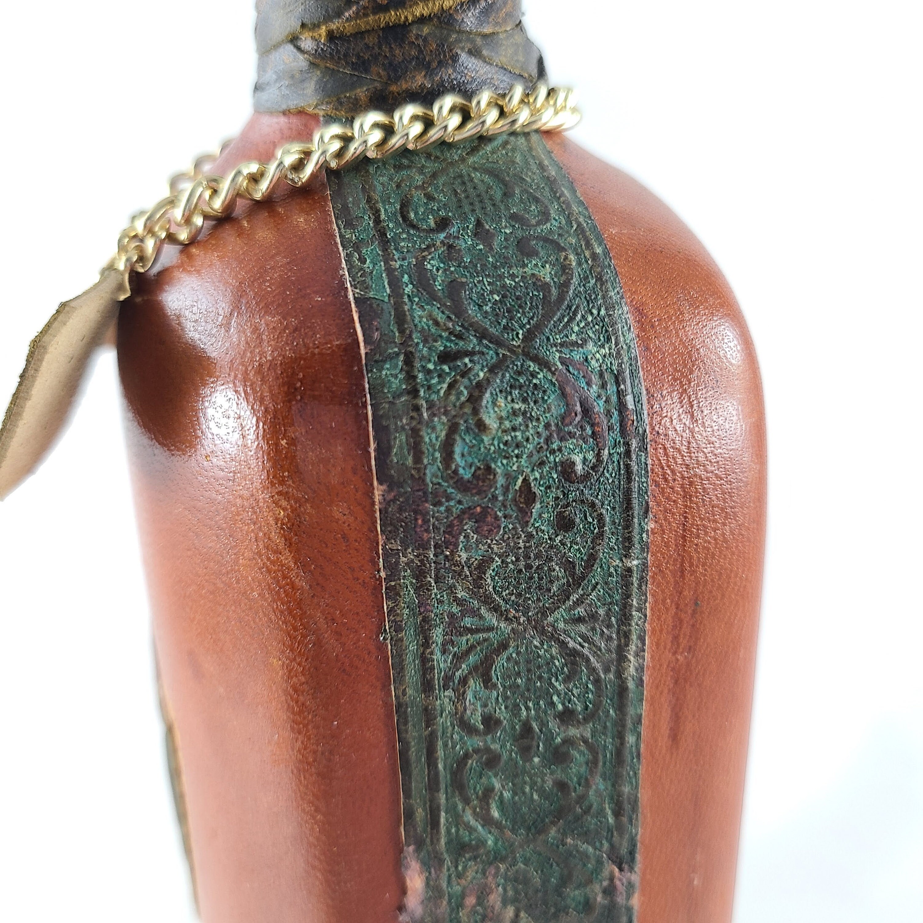 Set of 3 LeatherCovered Liquor Decanters / Scotch Gin & Etsy