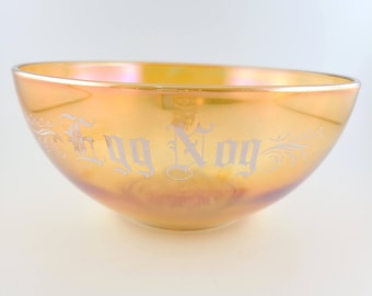 Vintage Marigold Carnival Glass Eggnog Bowl / Jeanette Glass Eggnog Bowl / Holiday Bowl / Christmas Dish / Vintage Holiday Dish